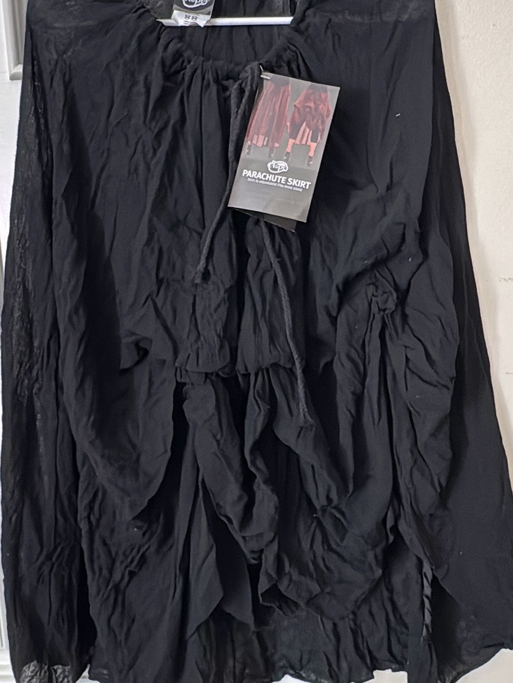 Parachute Asymmetrical Black Ruched Women's Skirt